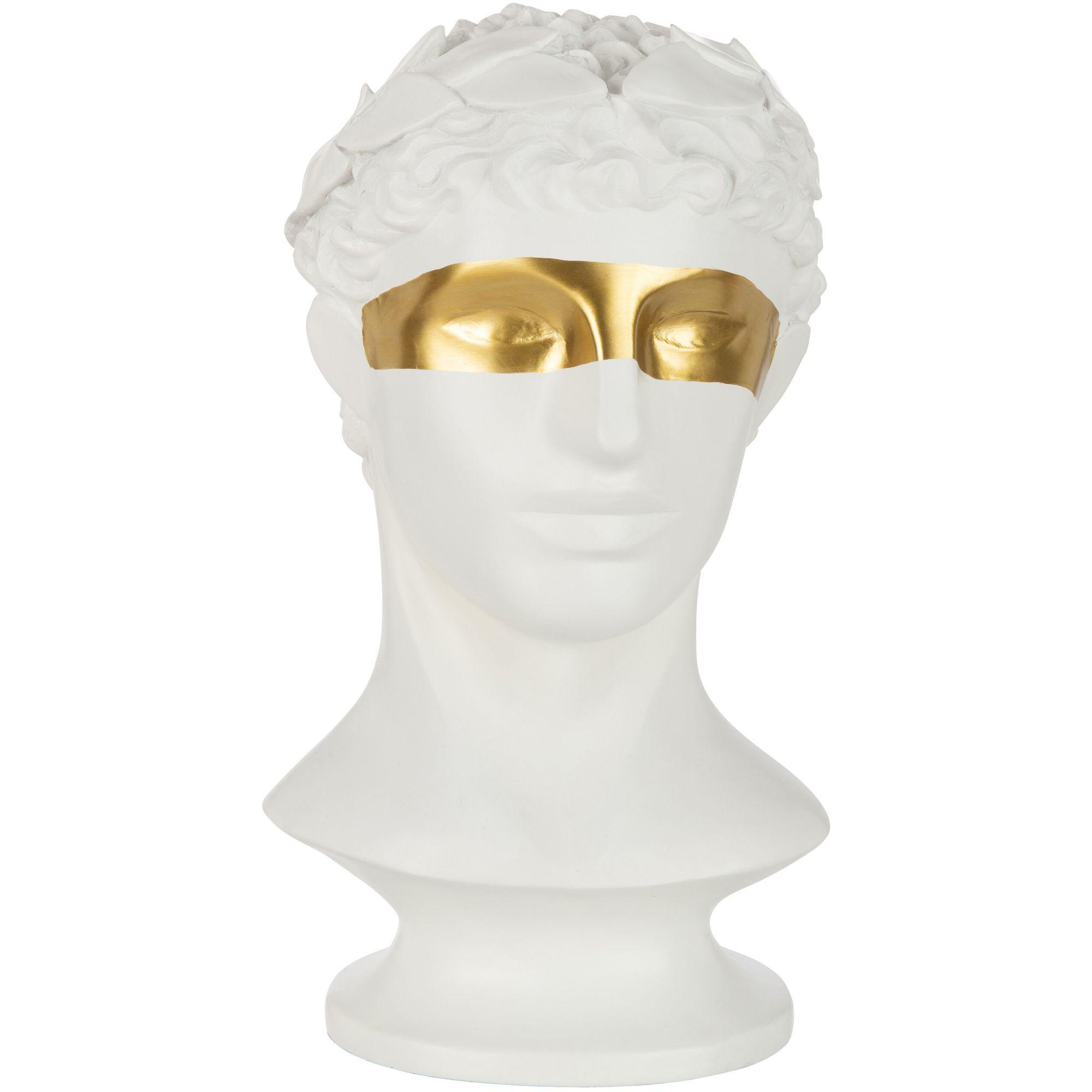 Deko Büste Caesar Poly Weiss Gold H48