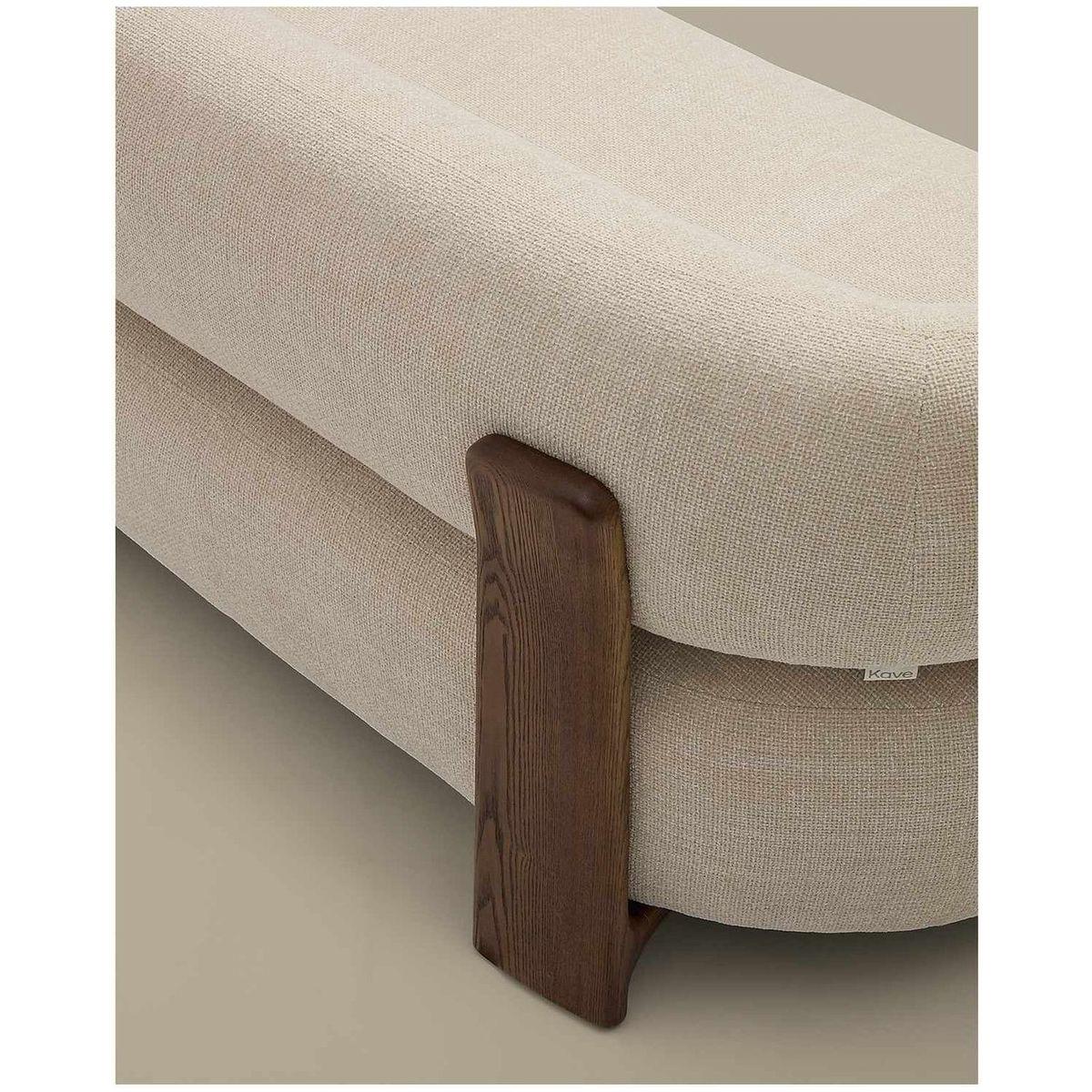 2-Sitzer Sofa Granite mit beiger Chenille und Beinen aus massivem Eschenholz mit Nussbaumfinish 155 FSC 100 %
