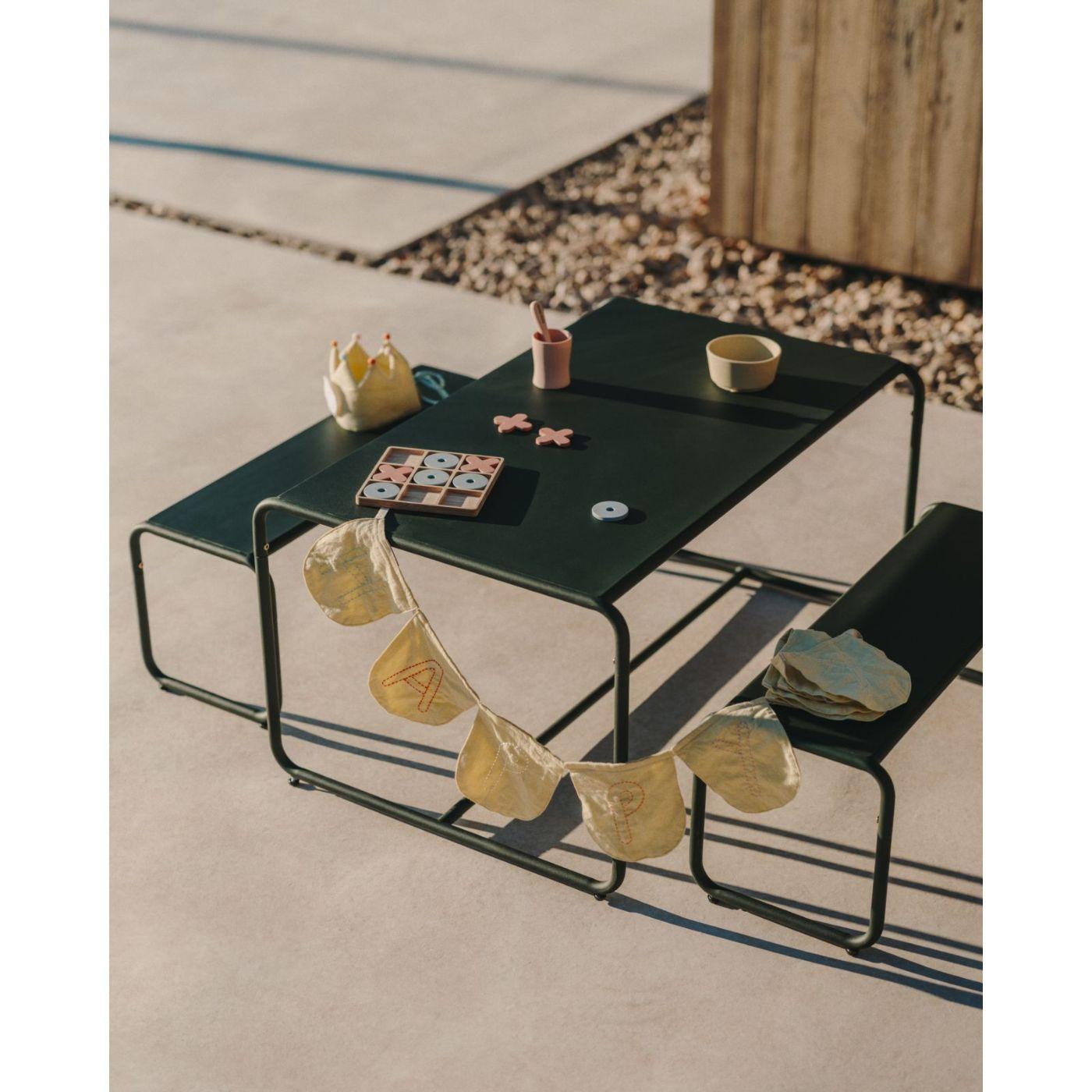 Kinder Garten Essgruppe Tisch und Bank Picknick Solis Stahl grün (3-teilig)