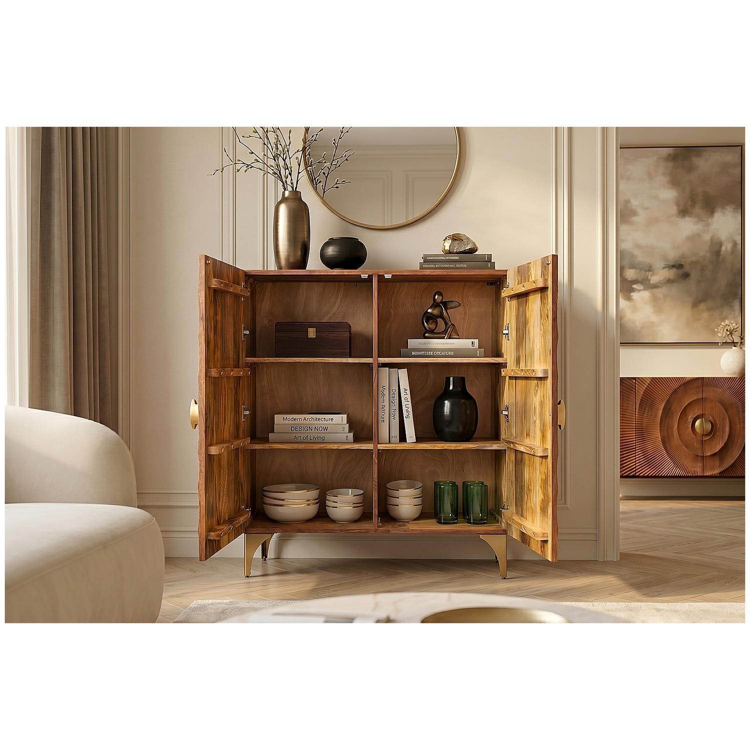 Hochkommode Himalaya Mangoholz braun 100x120