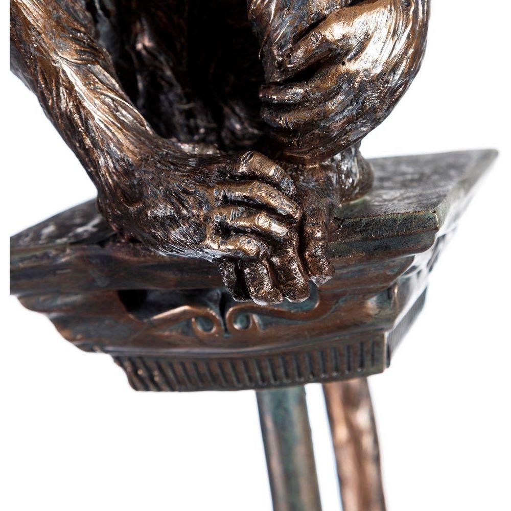 Deko Figur auf Ständer Affe bronze