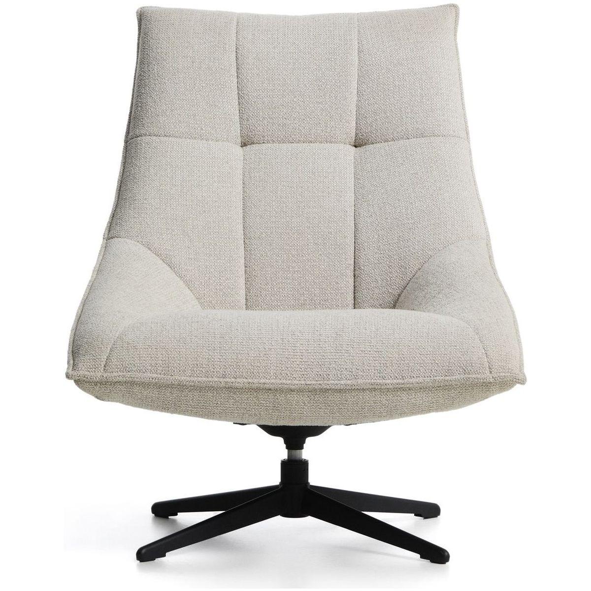 Drehsessel Dirala mit beiger Chenille und schwarz lackiertem Stahl FSC 100 %