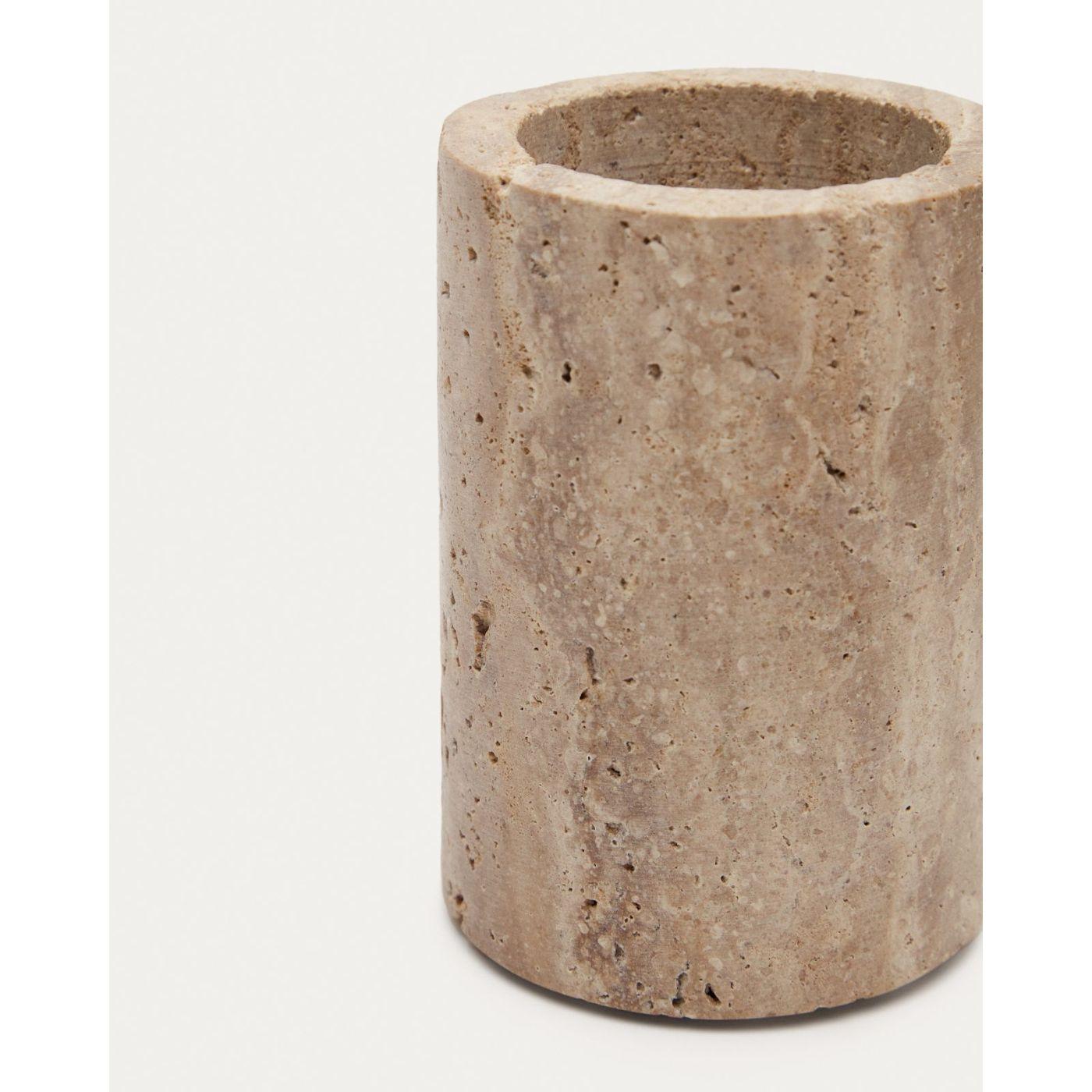 Macre Zahnbürstenhalter aus Travertin in Beige