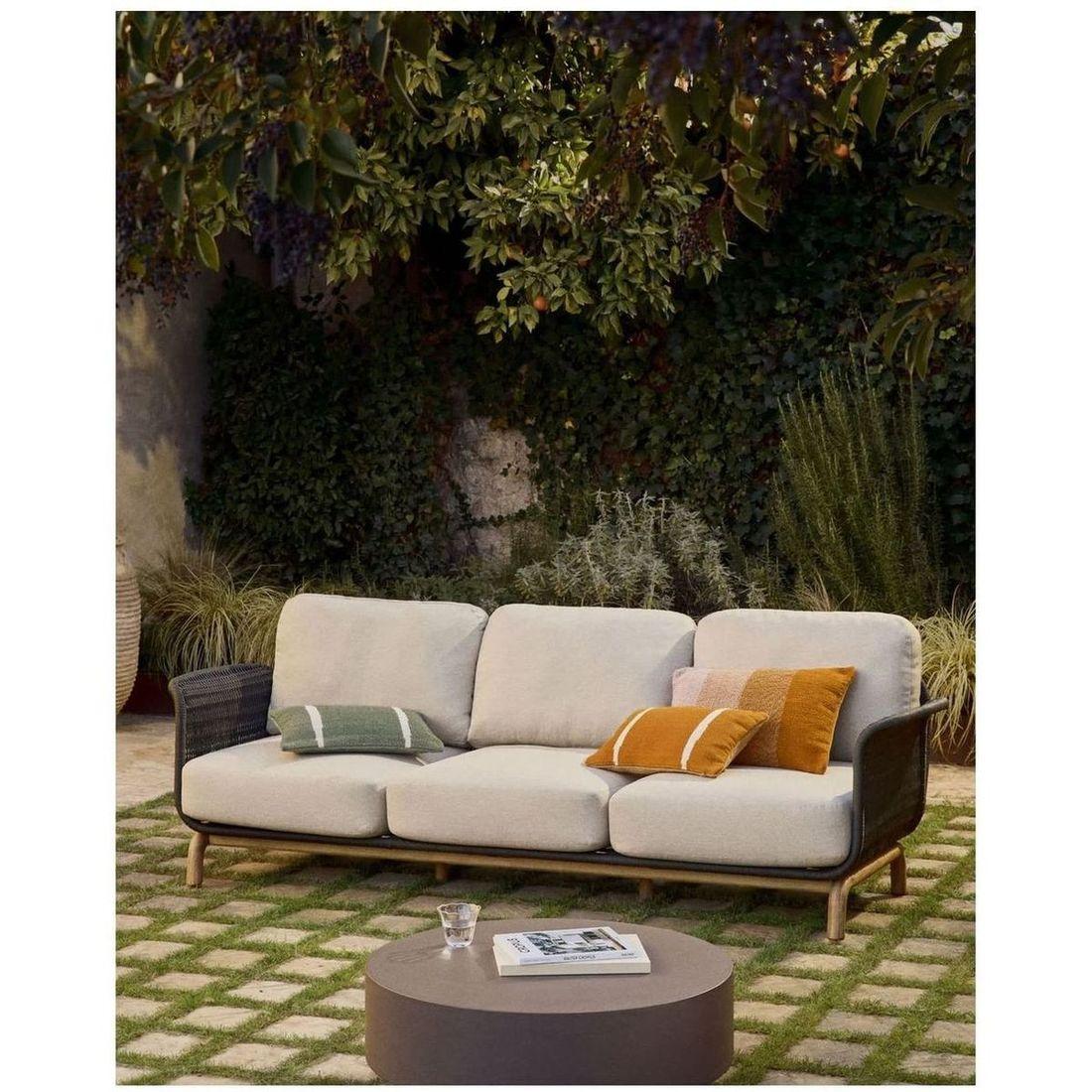 Gartensofa 3-Sitzer Alipa Akazienholz massiv Seil dunkelgrau 235