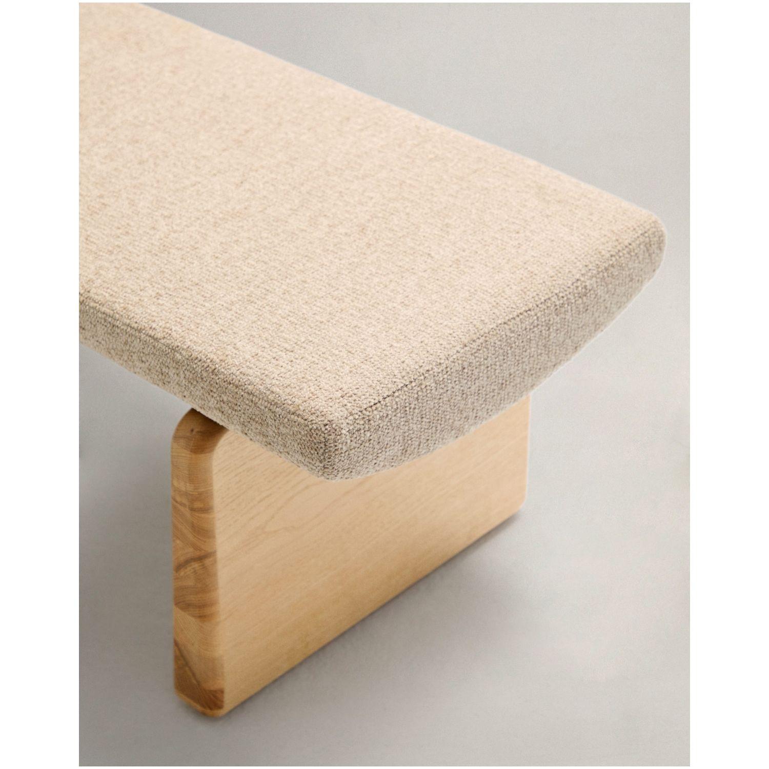 Polsterbank Topaz beige Chenille und massives Eschenholz mit natürlichem Finish 150cm FSC