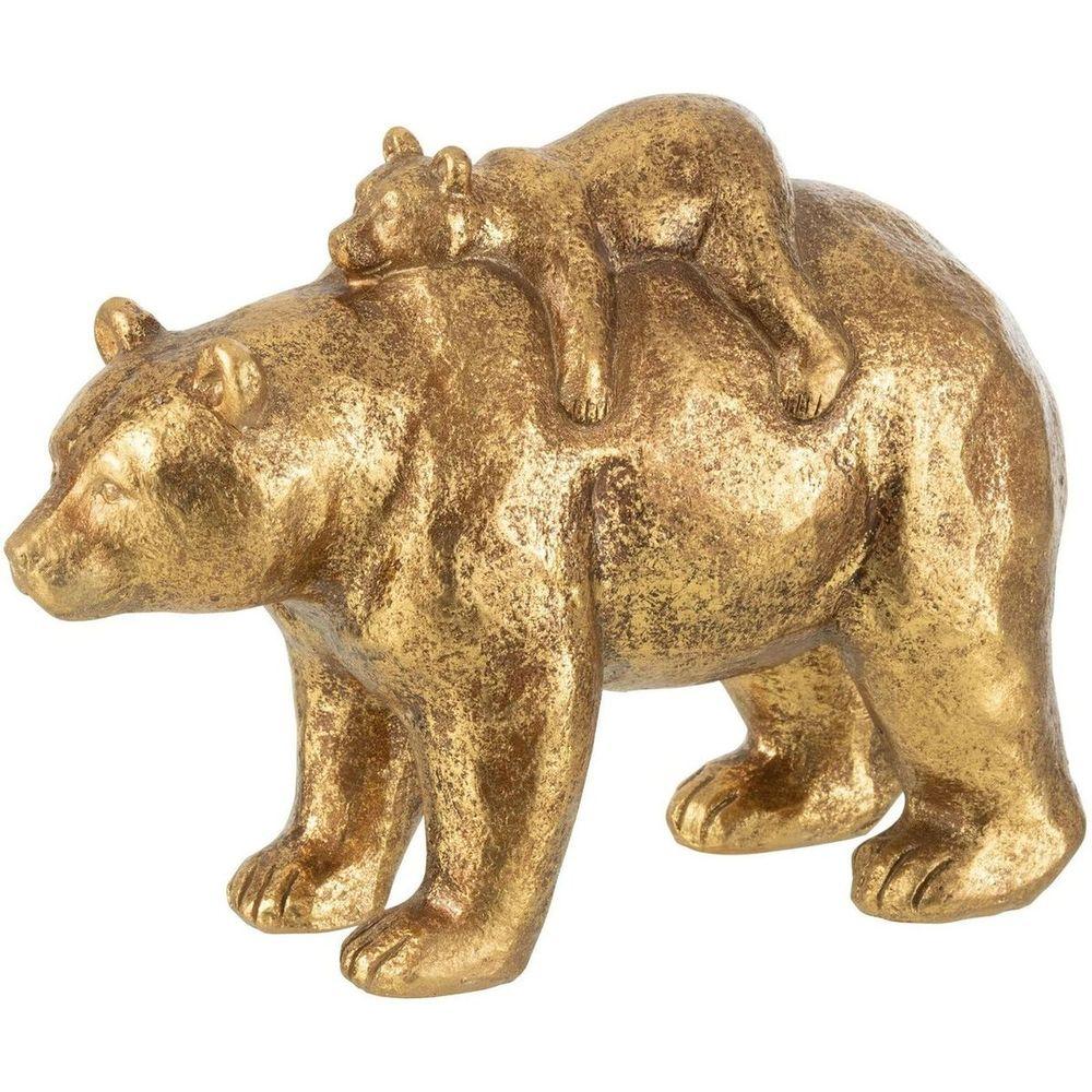 Bär mit Kind Stehend Poly Gold